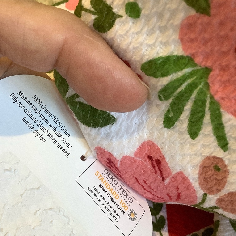 Valentine's Day Hearts Floral Colordrift Kitchen Towels NWT set of 2 cotton - Picture 13 of 16